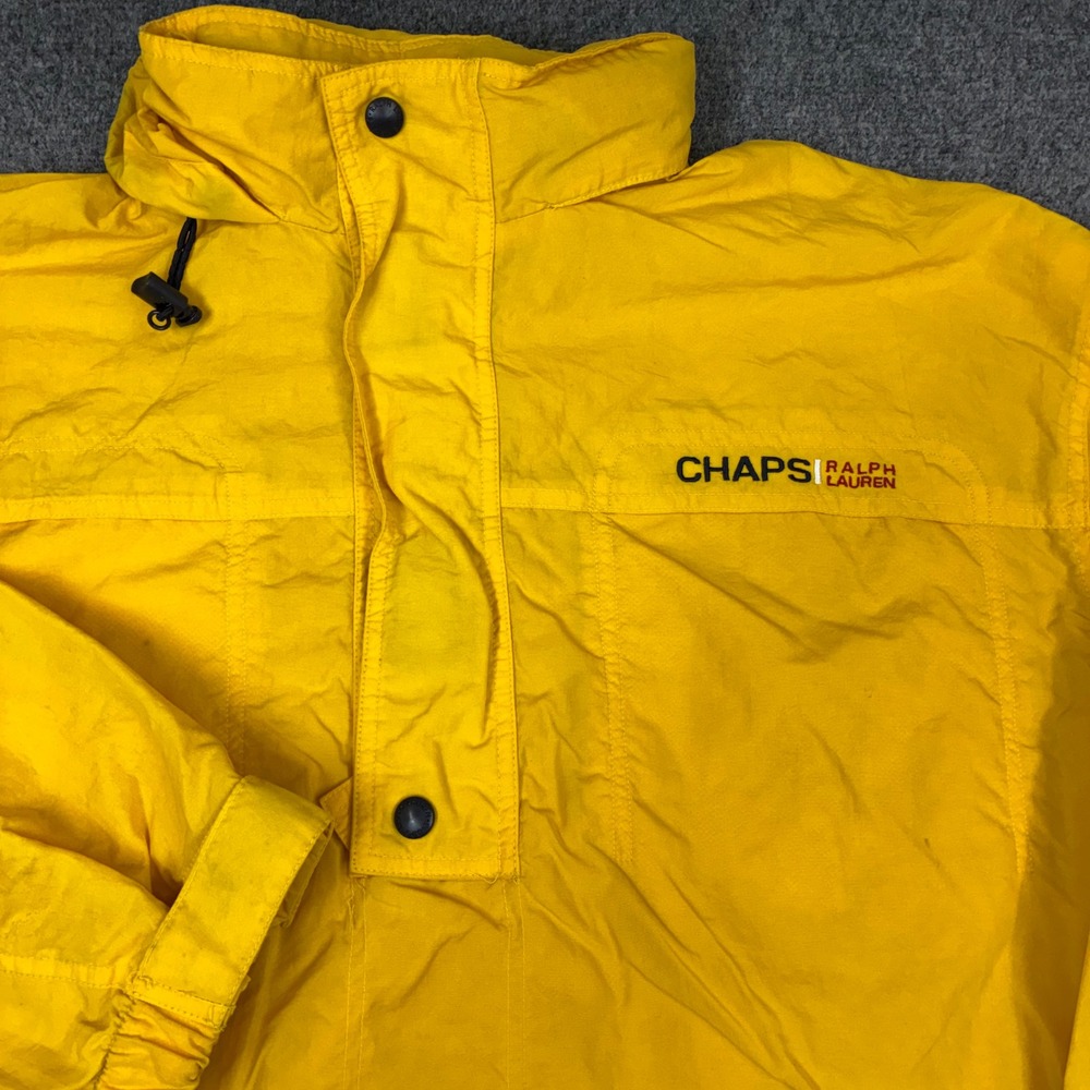 Vintage Chaps Ralph Lauren Yellow Anorak Windbreaker Pullover Mens Size XL